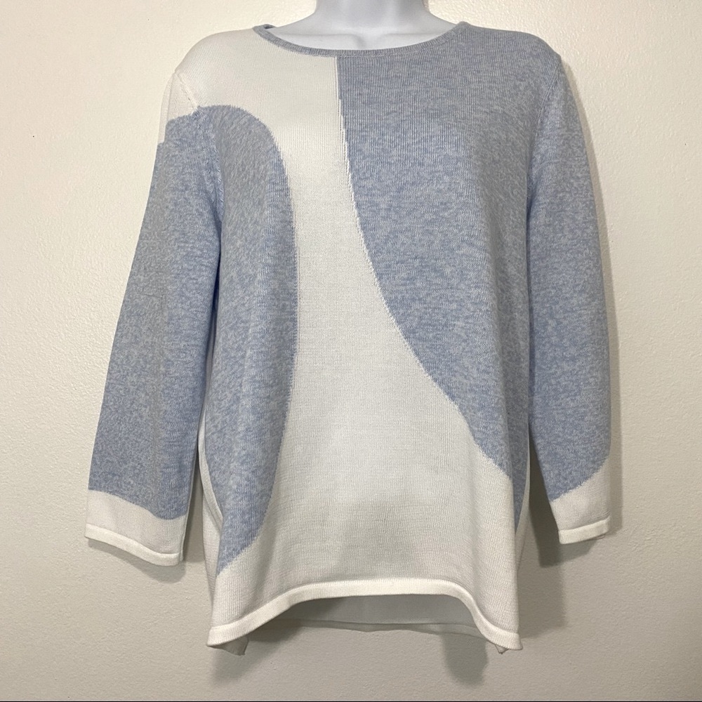 Belford  Ladies Size Large Blue and White Top